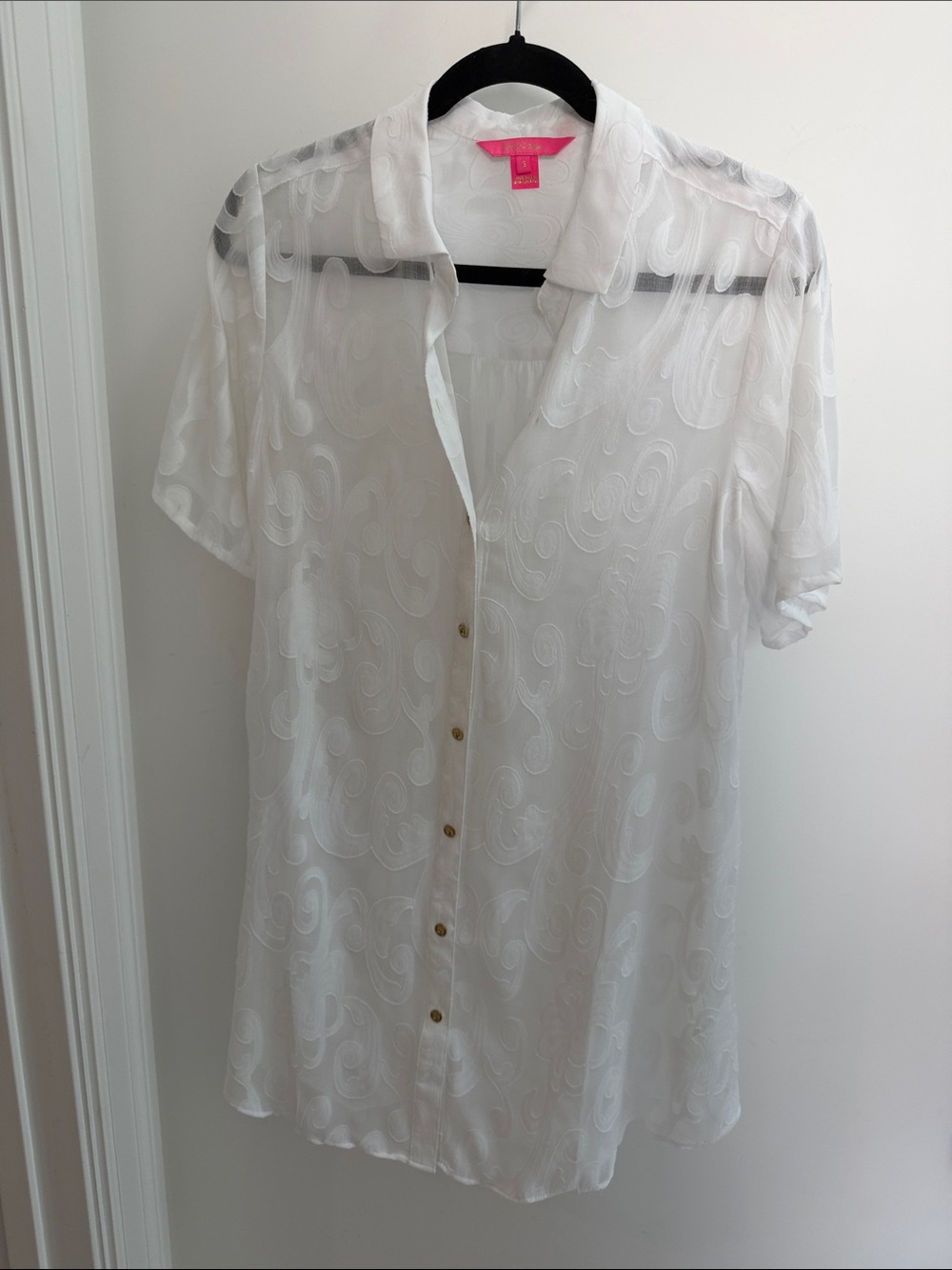 Lilly Pulitzer Sheer White Swirl Button-Front Coverup